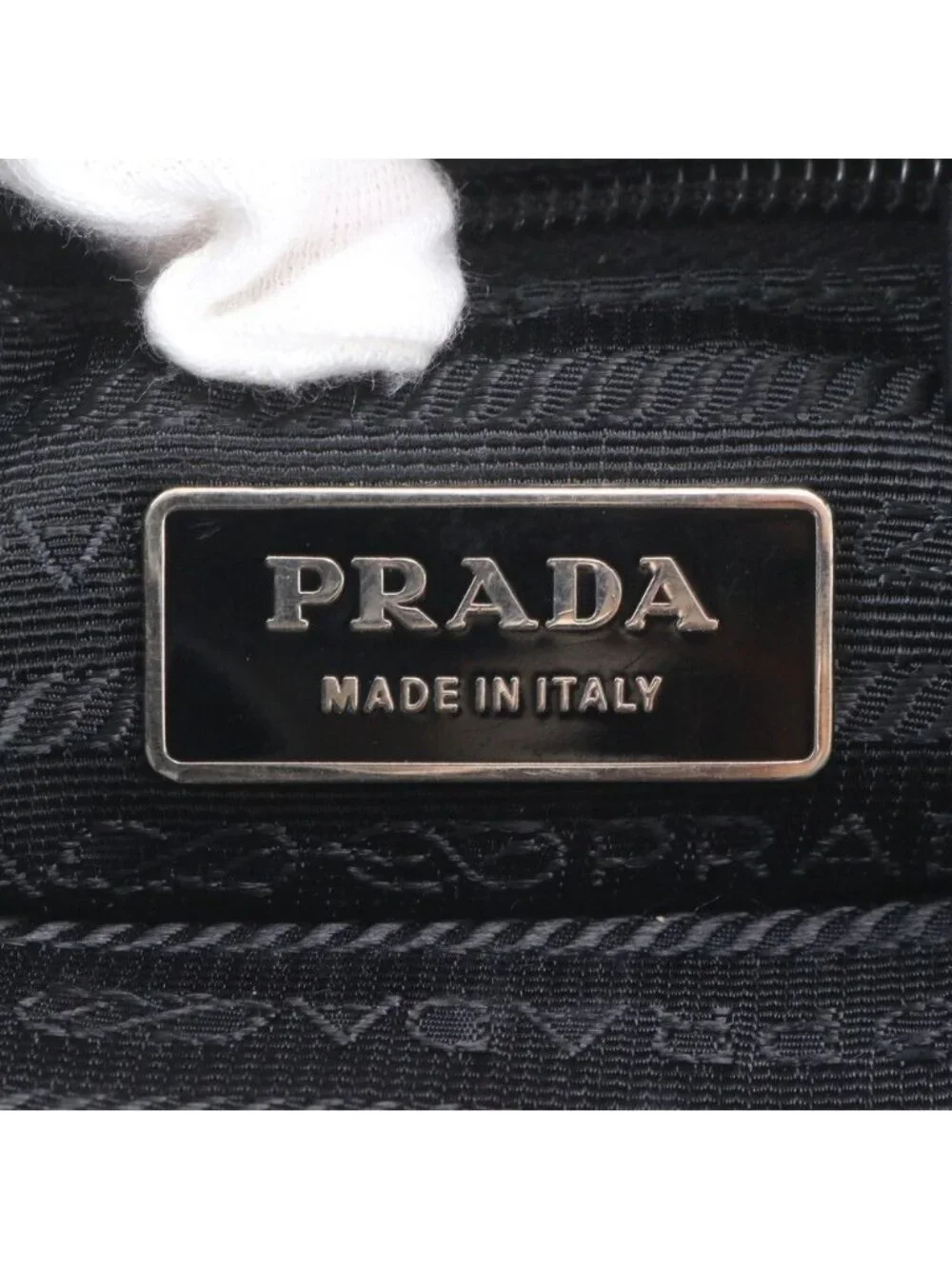 Prada Tessuto Nylon Triangle Logo Leather Shoulder Bag Crossbody Messenger Black